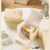Boîte à gâteau pliable en papier de qualité alimentaire écologique pour mousse, petite portion de pâtisserie, emballage