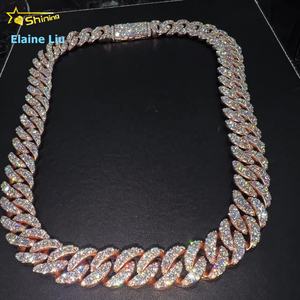 16mm Width <strong>Fashion</strong> Iced Out Hip Hop Jewelry VVS Moissanite Diamond 925 Sterling Silver Miami Cuban Link Chain <strong>Necklace</strong> - Product Image 3