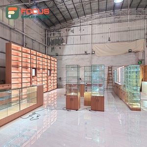 Portable Smoke Shop Display Cabinet Wood Glass Counter LED Light Tobacco Display Cabinet - Product Image 5