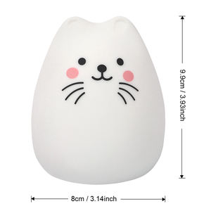 مصباح ليلي LED قابل لإعادة الشحن على شكل قطة لطيفة، تصميم كرتوني للأطفال، آمن من السيليكون لغرف نوم الأطفال - Product Image 4