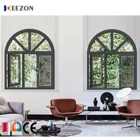 Gran oferta, ventanas abatibles modernas de doble acristalamiento para balcón, aleación de aluminio aislante térmico, estilo abierto rodante con cortina de persiana