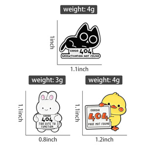 Broches en émail Meowtivation Not Found, motif animal, erreur 404, mignon, dessin animé, chat, canard, lapin, vente en gros - Product Image 6