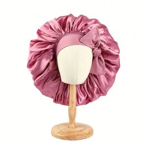 Bonnets de nuit en satin grande taille avec bande élastique pour cheveux bouclés – Cadeau promotionnel de voyage - Product Image 3