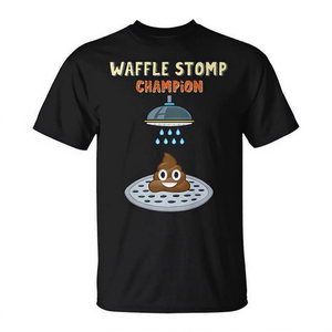 Camiseta Waffle Stomp Champion con diseño de caca de dibujos animados, diseño premium con humor para la ducha y el baño - Product Image 2