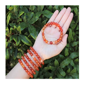 Women's 8mm Natural Red <b>Onyx</b> Crystal Agate Beads <b>Bracelet</b> Carved Healing Stretch <b>Bracelet</b> Gift Wholesale Price From India - Product Image 4