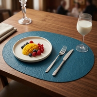 Unieke ovale placemat tafelmat van PU leer, waterdicht, opvouwbaar, voor bruiloft, restaurant, diner, school, laptop, decoratie, hotel, bar