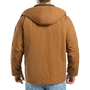 Blouson d'hiver pour homme, résistant à l'eau, à capuche, 100% coton, fermeture éclair, coupe décontractée, veste utilitaire isolée avec poches - Product Image 2