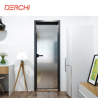 Porte en verre battante intérieure en aluminium à cadre étroit DERCHI, moderne, pour salle de bain