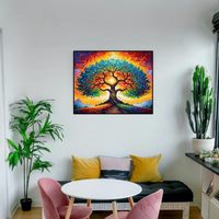 Peinture numérique transfrontalière à l'huile, peinture acrylique DIY faite à la main, arbre de vie, peinture par numéros, Art Déco, toile écologique rectangulaire