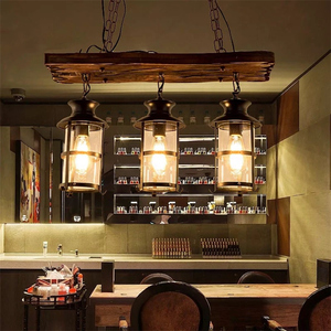 Luminaire industriel rustique en métal, éclairage rétro à LED suspendu, lampes décoratives d'intérieur, luminaire suspendu vintage, planche en bois, <span class=keywords><strong>ancien</strong></span> <span class=keywords><strong>lustre</strong></span> - Product Image 4