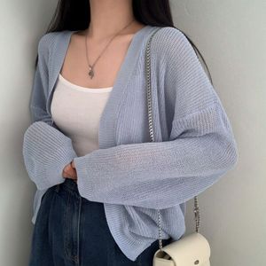 Cárdigan de punto ligero para mujer, estilo holgado, con frente abierto, protección solar, suéter fino, prenda de verano 2026 - Product Image 4