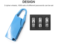 Cadenas de haute qualité à 3 chiffres XMM-8002 64*22*8mm Réinitialisation du mot de passe Sécurité Mini cadenas pour la protection des valises de voyage Verrou bleu