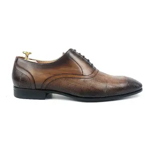 OEM custom made timsah kabartmalı stil kazınmış hakiki deri brogues dantel-up iş resmi erkek oxford ayakkabı toptan