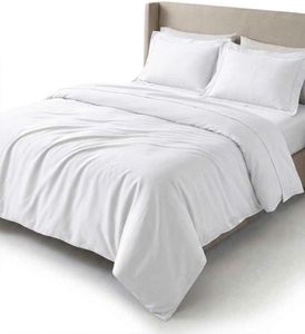 Parure de lit de luxe 5 étoiles pour hôtel, drap doux comme du coton égyptien, 100% coton blanc, couvre-lit, housse de couette pour literie - Product Image 1