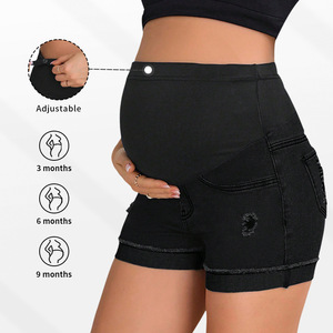 Shorts <span class=keywords><strong>en</strong></span> <span class=keywords><strong>jean</strong></span> <span class=keywords><strong>de</strong></span> maternité pour femmes, ourlet plié, extensibles, confortables, décontractés, sous le ventre, vêtements <span class=keywords><strong>de</strong></span> <span class=keywords><strong>grossesse</strong></span> d'été avec poches - Product Image 4