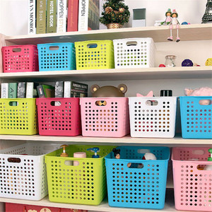 Plastic Storage <b>Basket</b> Rectangle With Handles For Neatening Storage White Color <b>Small</b> Size - Product Image 1