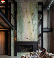 Comptoirs d'îlot de cuisine, carreaux muraux de salon et salle à manger en marbre vert Tiffany, modernes, luxueux, imperméables et écologiques