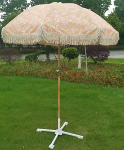 Открытый большой пляжный зонт в Корейском стиле для взрослых с автоматическим наклоном ветра с высокой устойчивостью во внутреннем дворе пляжный дизайн с кисточкой - Product Image 2