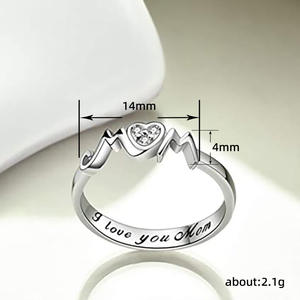 Anello Q330 a Forma di Cuore con Zirconia Cubica, Montatura Pavé, Gioiello di Moda per Donna - Product Image 4