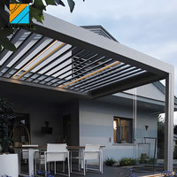 Pergola bioclimatique en aluminium motorisée rétractable pour jardin, balcon, terrasse, avec toit à lames orientables intelligentes et protection solaire extérieure
