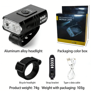 Juego de Faro Delantero y Luz Trasera para Bicicleta de Aleación de Aluminio, LED T6 de 1000LM, Alto Brillo, Recargable, para Ciclismo Nocturno en Carretera/Montaña - Product Image 3