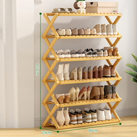 Étagère à chaussures pliable en bambou sans assemblage, présentoir à plantes pliable, organisateur de chaussures à 5 niveaux, range-chaussures en bambou