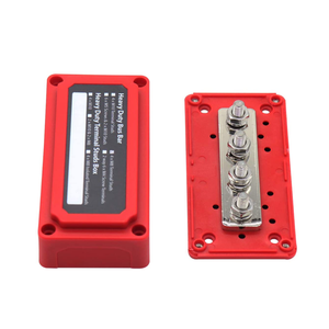 Barras colectoras de alta resistencia 300A con 4 pernos de conexión M8-Bloques de conexión de batería 12V - 48V con cubierta roja para batería marina - Product Image 3