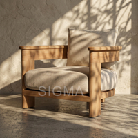 Conjunto de Muebles de Exterior Modernos de Teca Sólida, Sofá Impermeable para Villa, Resort, Hotel, Asientos de Madera de Grado Hotelero, Dimensiones Personalizadas