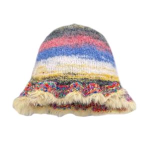 Vente en gros de chapeaux seau en crochet faits à la main pour femmes, chapeaux d'hiver colorés pour femmes, bonnets en crochet jacquard - Product Image 4