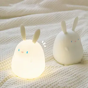 Dễ thương Bunny ánh sáng ban đêm trẻ em Kawaii Bunny đèn Silicone cảm ứng động vật cảm biến Nursery sạc LED Rabbit hẹn giờ bé quà tặng