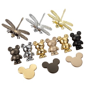 Tirador de cajón de aleación de zinc cromado con diseño de oso francés, libélula <span class=keywords><strong>y</strong></span> <span class=keywords><strong>Mickey</strong></span>, en acabado plateado brillante <span class=keywords><strong>y</strong></span> dorado, estilo vintage americano para muebles - Product Image 1