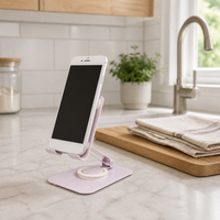 Support de téléphone portable de bureau multifonctionnel rotatif avec support de tablette réglable et support de réglage de l'angle et de la hauteur du téléphone