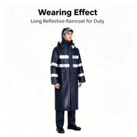 Imperméable de sécurité à capuche pleine longueur, extra imperméable, bandes réfléchissantes, vêtements de pluie de sécurité industrielle pour la sécurité et la randonnée