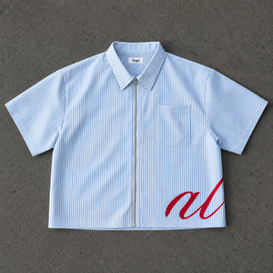 <span class=keywords><strong>Camicie</strong></span> <span class=keywords><strong>Estive</strong></span> da Uomo Streetwear con Stampa Serigrafica, Colletto con Zip, Oversize, a Righe, Taglio Corto - Product Image 1
