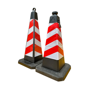 Heavy Duty Reflective Traffic <b>Cone</b> With Red White Chevron Stripe For Construction Zones Floor Standing PE Material - Product Image 3