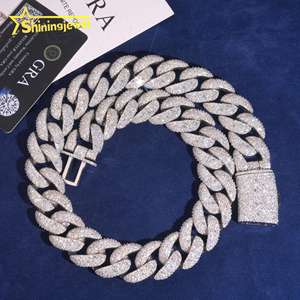 Cadena de 23 mm de gran tamaño, de plata de ley 925 maciza, joyería hip hop para hombre, collar con incrustaciones de moissanita, cadena cubana. - Product Image 5
