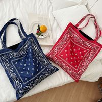 Nouvel Arrivage Sac Fourre-tout en Toile Imprimé Paisley Motif Fleur de Cachemire Style Ethnique Polyvalent Grande Capacité Sac à Bandoulière et Porté Épaule