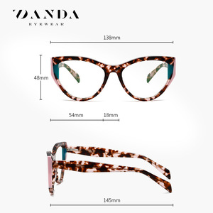 Monture de lunettes Danda Cat Eye en acétate, monture complète, protection contre la lumière bleue, tendance unisexe - Product Image 5