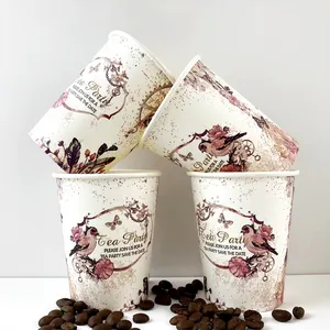 Beyaz özelleştirilmiş kağıt bardak için özel marka Logo tasarım reklam bardak ekleyebilirsiniz sıcak kahve çay kapaklı götürmek