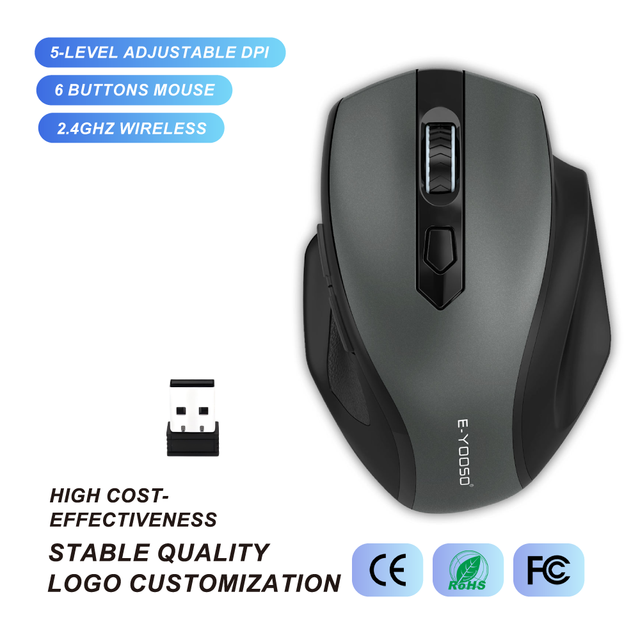 New Arrival Ergonomic Design 2.4G Compatible 5 Level 4000 DPI Large Wireless Mouse for Big Hand
