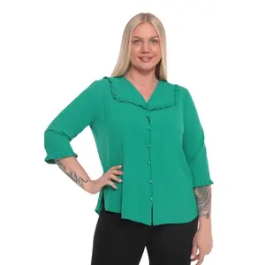 Blusa de blusa plus size para mulheres, blusa de uso diário inteligente estilo casual de escritório, de alta qualidade, melhor preço do fabricante