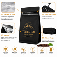Sacs à café personnalisés imprimés avec valve et fermeture éclair |   Pochettes plates en aluminium de 8 oz pour l'emballage du café et des aliments