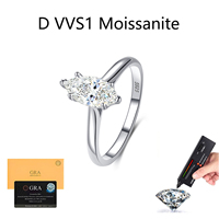 Bague en argent sterling S925 avec moissanite de couleur D VVS1 à 6 griffes, certifiée, bijoux de mariée pour femmes, livraison directe d'usine
