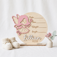 Panneau personnalisé en bois pour annonce de naissance de bébé, plaque nominative personnalisée pour nouveau-né, souvenir de chambre de bébé, décoration de chambre, cadeau