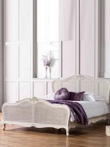 French Vintage Solid Oak Wood Durable King Size <strong>Floor</strong> <strong>Standing</strong> Bed Handwoven Rattan <strong>Headboard</strong> for Home Hotel Bedroom Furniture - Product Image 3