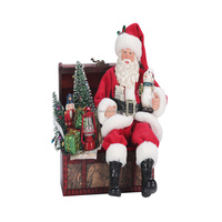 Père Noël assis de luxe de 8,5 à 9,5 pouces, décoration festive rouge avec cadeaux, écologique et durable