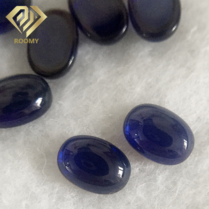 Gema de Zafiro Sintético Cultivado en Laboratorio, <span class=keywords><strong>Azul</strong></span> Oscuro, Corte Ovalado Cabujón 5A, Alta Calidad - Product Image 3