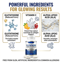 Capsules de Glutathion Complexe 500mg OEM Complément Alimentaire Antioxydant Éclaircissant pour la Peau 60 Capsules Végétales Marque Privée