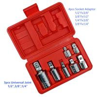 7 Uds manga convertidora mango de trinquete 1/2 3/8 1/4 Drive adaptador de cabeza de enchufe de coche herramienta de reparación para llaves de impacto herramienta Manual