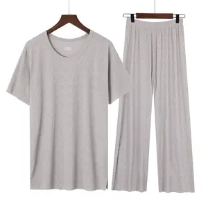 Женские пижамные комплекты, шелковые пижамные штаны с коротким рукавом для женщин